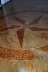 Concrete Staining with Star Decorative Engraving